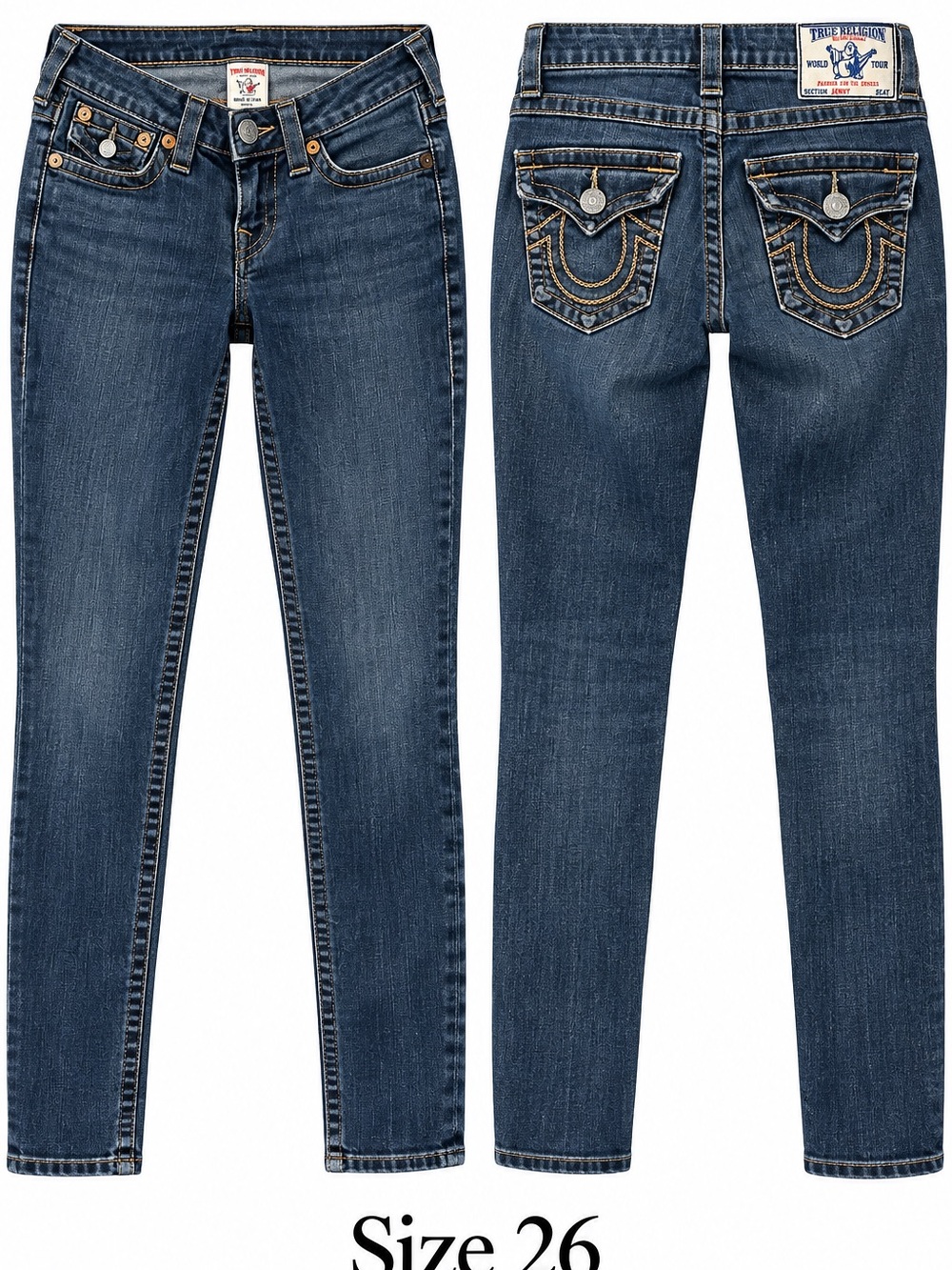 True Religion Jeans Women’s Size 26 Dark Wash Skinny Horseshoe USA